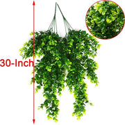 2Pcs Artificial Hanging Plants Fake Hanging Plant Faux Eucalyptus Leaf Greenery Vine Outdoor UV Resistant Plastic Plants