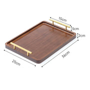 HeMu-Right Angled Bamboo Tray Handle, New Chinese Tea Set Bamboo Hotel Small Tea Tray Wooden Family Breakfast Tray Metal Handle