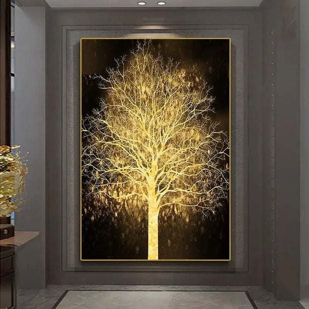 Luxury Gold Tree Posters Wall Art Canvas Painting Prints Poster Pictures for Living Room Modern Home Decor No Frame