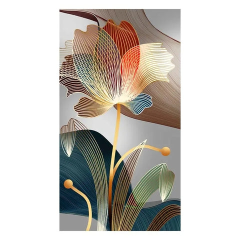 Abstract Flower Pictures Canvas Painting Luxury Golden Lines Modern Posters and Prints Gallery Living Room Home Decor Pictures