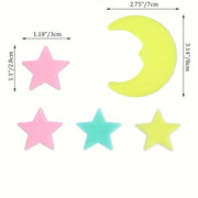 100Pcs Colorful Luminous Stars with 1pc Moon Wall Stickers for Bedroom 3D Luminous Stars Stickers Create Realistic Starry Sky