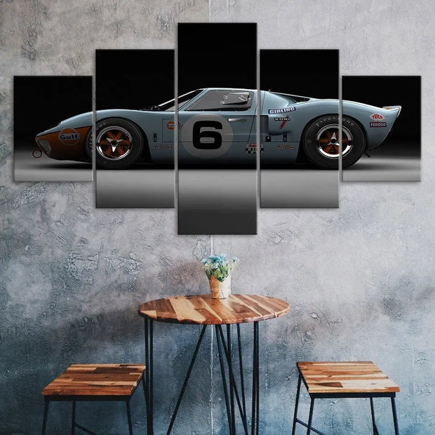 Ford GT40 Sports Car 5 Piece Canvas Wall Art Multi Panel Print Auto Moto Fans Room Poster Home Decor Picture Gift For Him For He