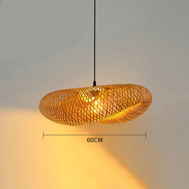 ZK20 Bamboo Weaving Chandelier Lamp 60/50/40cm Hanging LED Ceiling Light Pendant Lamp Fixtures Rattan Woven Home Bedroom Decors