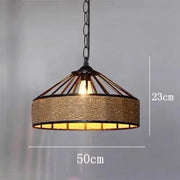 Vintage Hemp Rope Pendant Light Industrial Wind LED Hanging Lamp Creative Edison Bulb 30/40/50cm Restaurant Home Decor Lighting