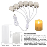 Pack of 12/24 Rechargeable LED Candle with Remote Flameless Flickering Tea Lights Home Dinner Christmas Wedding Party Decor