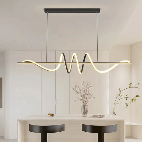 Modern Dining Table Pendant Lights Minimalist Dining Room Chandelier Home Lighting Living Room Decoration Bar Linear Wavy Lamp