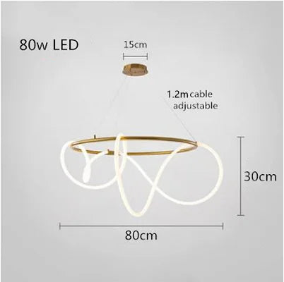 Nordic Hose Led Pendant Lights Dimmable Gold Minimalist Decor for Over The Table Kitchen Dining Room Bar Hanging Lamp Lusters