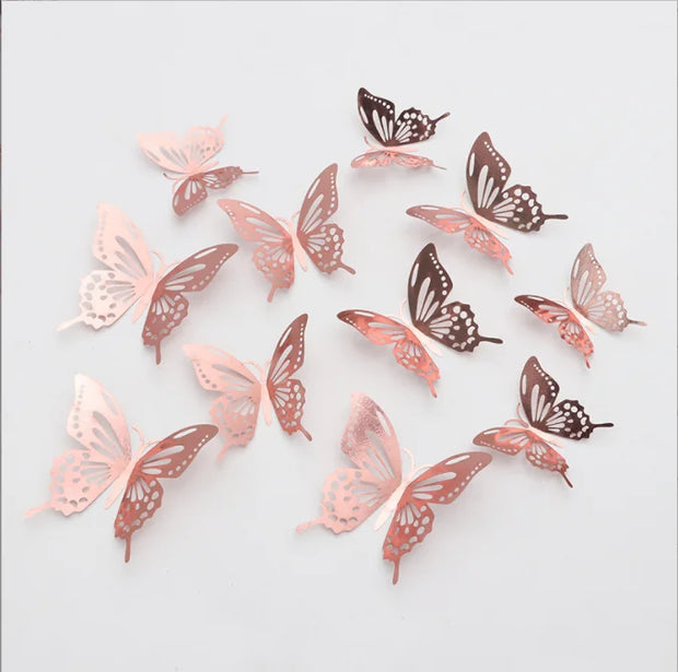 12 Pcs/Set 3D Wall Stickers Hollow Butterfly for Kids Rooms Home Wall Decor DIY Mariposas Fridge stickers Room Decoration