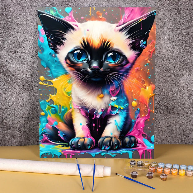 Abstract Cat Painting By Numbers On Canvas For Kids Gift Diy Picture Paint With Number Wall Art For Living Room Home Decoration