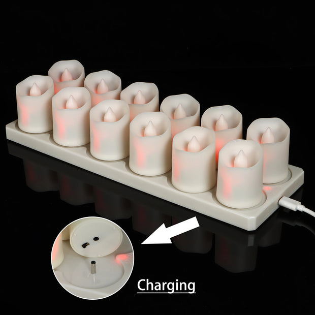 Candle Light Rechargeable Candles Timer Remote LED Tea Light Flameless For Wedding Room Garden Holiday Lighting Home Decoration