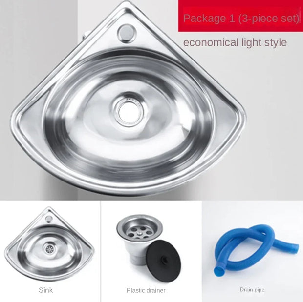 Stainless Steel triangle Basin corner wall-mounted kitchen vegetable washing sink single bowl Bathroom wash basins