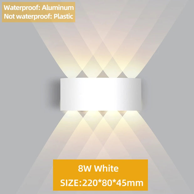 Up and Down LED Wall Lamp Waterproof IP65 Aluminium Interior Wall Light For Bedroom Living Room Corridor Indoor Outdoor Lighting