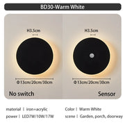 LED Lighting Modern Simple Circular Wall Light With Touch Sensor Outdoor Waterproof IP65 Bedroom Porch Entrance Stairs 85-265V