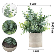 2 Pack Small Fake Plants Eucalyptus Potted Artificial Plants for Shelf Desk Home Bathroom Farmhouse Room Coffee Table Decor