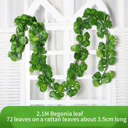 Artificial Plant 2.1M Green Ivy Leaf Wreath Silk Wall DIY Hanging Vine Family Garden Decoration Wedding Party Fake Wreath Leaves