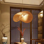 Japanese Design Bamboo Birds Nest Chandelier Hand-woven Personality Wave Hat Creative Hot Pot Restaurant Hotel Pendants Lamps