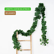 Artificial Plant 2.1M Green Ivy Leaf Wreath Silk Wall DIY Hanging Vine Family Garden Decoration Wedding Party Fake Wreath Leaves