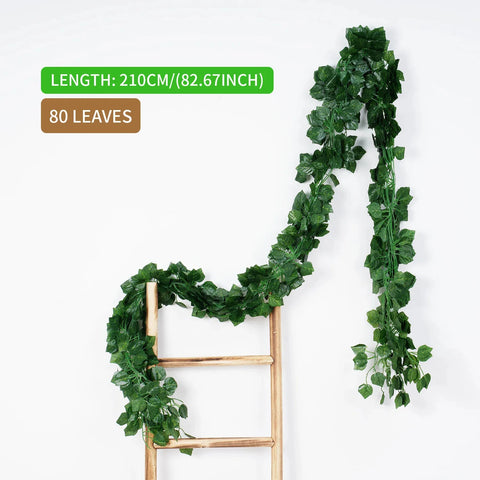 2.1M Green Ivy Leaf Hanging Vine Artificial Garland Silk Wall Plant Home Garden Decoration Wedding Party DIY Fake Wreath Leaves