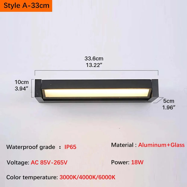 2025 new model.  Outdoor waterproof wall lamp.  Can rotate.  Aluminum and glass materials.  18W, minimalist landscape light