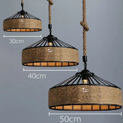 Vintage Hemp Rope Pendant Light Industrial Wind LED Hanging Lamp Creative Edison Bulb 30/40/50cm Restaurant Home Decor Lighting