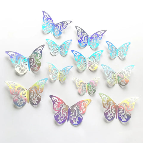 12Pcs Fashion 3D Hollow Butterfly Creative Wall Sticker For DIY Wall Stickers Modern Wall Art Home Decorations DIY Gift