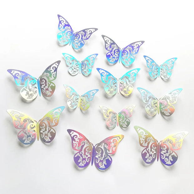 12Pcs Fashion 3D Hollow Butterfly Creative Wall Sticker For DIY Wall Stickers Modern Wall Art Home Decorations DIY Gift