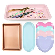 Stainless Steel Nail Tool Storage Tray Solid Color Ellipse Square Shape Nail Art Tools Storage Plate Love Heart Shape