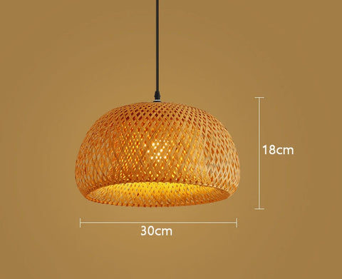 Bamboo Pendant Lamp E27 Hand Knitted Chinese Style Weaving Hanging Lamps 30cm Restaurant Home Decor Lighting Fixtures