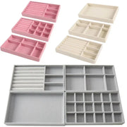 Velvet Jewelry Display Tray Case Stackable Exquisite Jewellery Holder Ring Bracelet Necklace Showcase Drawer Organizer Trays