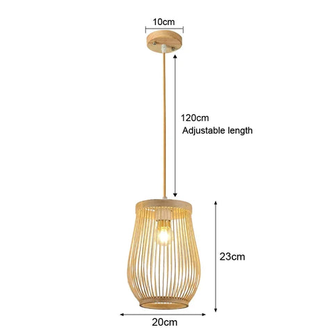 Rattan Wicker Bamboo Wood Pendant Light Ceiling Lustre Chandelier Hanging Lamp Hand Knitted Braided Home Living Bed Room Decor