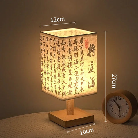 LED Chinese Style Table Lamps Dimmable USB Plug Square Simple Night Light Fabric Lampshade Bedroom Bedside Decor Desk Lights