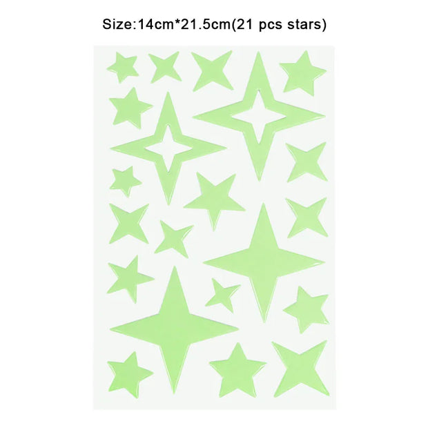 Luminous 3D Stars Dots Wall Sticker for Kids Room Bedroom Home Decoration Glow In The Dark Moon Decal Fluorescent DIY Stickers