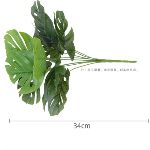 Artificial Plants Green Palm Leaves Monstera Home Garden Living Room Bedroom Balcony Decoration Tropical Plastic Fake Plant Long