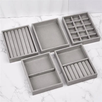 New Portable Velvet Jewelry Ring Jewelry Display Organizer Box Tray Holder Earring Jewelry Storage Case Showcase Wholesale