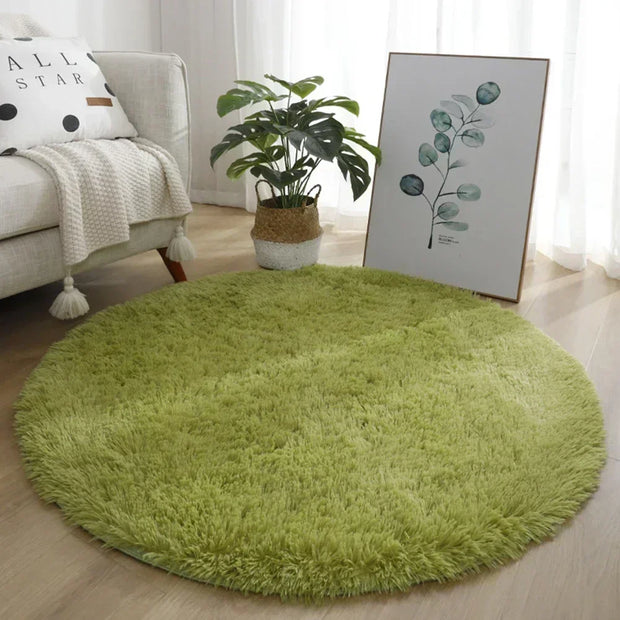 40cm Anti-Slip Fluffy Rugs Large Shaggy Rug Super Soft Mat Living Room Bedroom Carpet Aesthetic Bedroom Round Carpet Decoration