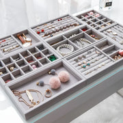 Velvet Jewelry Display Tray Case Stackable Exquisite Jewellery Holder Ring Bracelet Necklace Showcase Drawer Organizer Trays