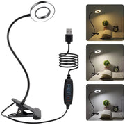 LED Reading Lights 360°Flexible Gooseneck Dimmable Table Lamp Clip On Indoor Bedroom Eye Protection Desk Light Book Clamp Lamp