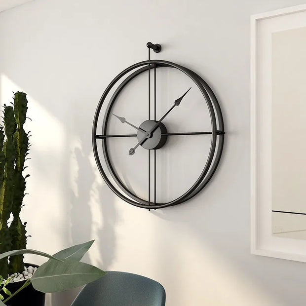 Retro Large Wall Clock Double-walled Square Tube Iron Silent Home Watch Simple Design Living Room Office Art Wall Decor Clock