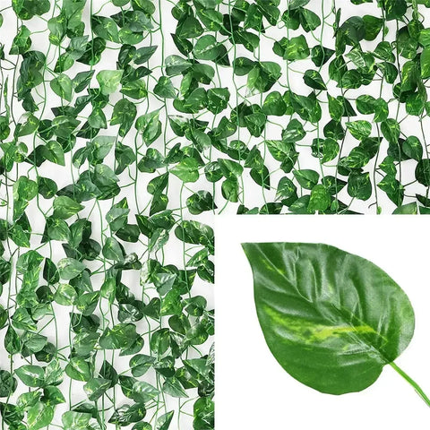 Artificial Green Leaves Ivy Vine Garland Creeper Rattan Fake Leaf Plants Hanging Garlands for Garden Wedding Party Home Decor