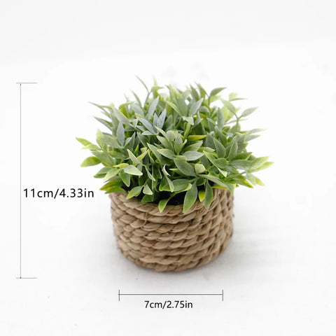 Green Artificial Potted Plant Eucalyptus Grass Woven Simulated Potted Plants Plastic Leaf 11cm Artificial Decorations Home Decor