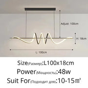 Modern Dining Table Pendant Lights Minimalist Dining Room Chandelier Home Lighting Living Room Decoration Bar Linear Wavy Lamp