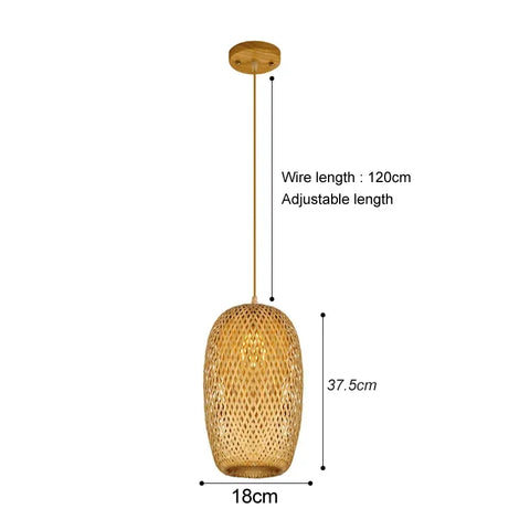 Rattan Wicker Bamboo Wood Pendant Light Ceiling Lustre Chandelier Hanging Lamp Hand Knitted Braided Home Living Bed Room Decor