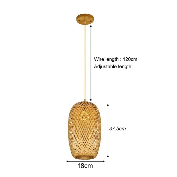 Rattan Wicker Bamboo Wood Pendant Light Ceiling Lustre Chandelier Hanging Lamp Hand Knitted Braided Home Living Bed Room Decor