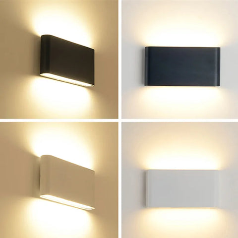 6W 12W LED Wall Lamp Outdoor Waterproof Garden Lighting Aluminum AC86-265V Indoor Bedroom Living Room Stairs Wall Light