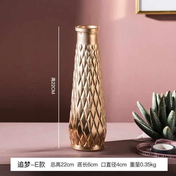 Modern Home Decoration Gold Glass Vase Tabletop Flower Arrangement Container Ornaments Terrarium Flower Vases for Decoration