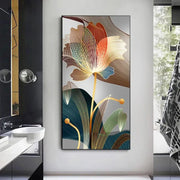 Abstract Flower Pictures Canvas Painting Luxury Golden Lines Modern Posters and Prints Gallery Living Room Home Decor Pictures