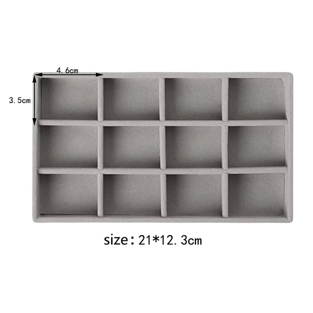 Jewelry Organizer Velvet Jewelry Storage Tray Display Ring Bracelet Necklace Storage Box Showcase Drawer Organizer Trays