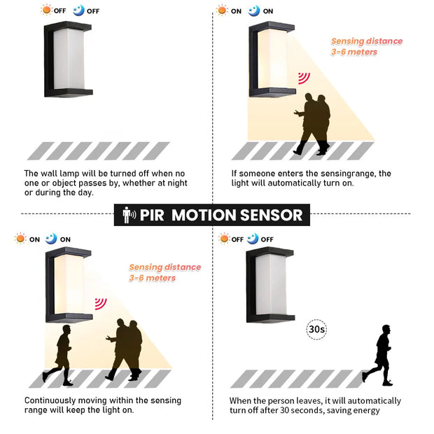 LED Outdoor Wall Light Wall Lamp Motion Sensor 85-265V 16W10W Waterproof Modern Indoor Home Balcony Path Porch Garden Decoration