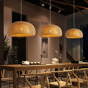 Bamboo Pendant Lamp E27 Hand Knitted Chinese Style Weaving Hanging Lamps 30cm Restaurant Home Decor Lighting Fixtures