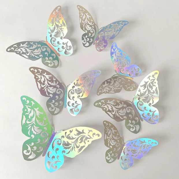 12Pcs Fashion 3D Hollow Butterfly Creative Wall Sticker For DIY Wall Stickers Modern Wall Art Home Decorations DIY Gift